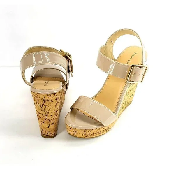 Wedge High Heels, PIERRE DUMAS Sandal Stilettos Wedges High Heel Shoes - Nude, 7 - Picture 3 of 9